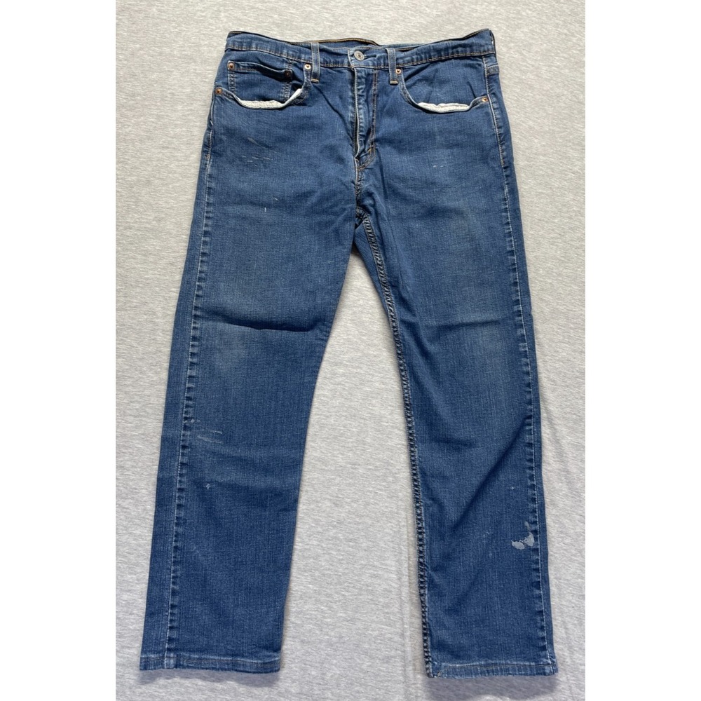 Levi's 502 Jeans Mens 34x32 Blue Denim Medium Wash Stretch Grunge Straight Leg